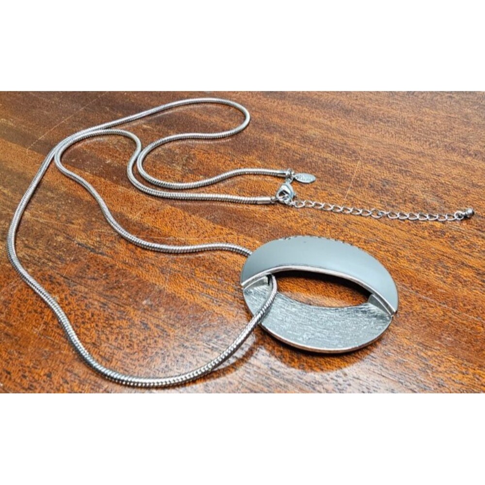 Lia Sophia "Oracle or Obscura" Round Textured Pendant Necklace 33"L